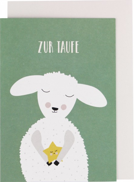 Ava & Yves Klappkarte Lamm "zur Taufe"