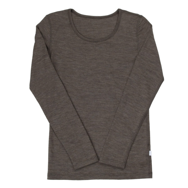 Langarmshirt Wolle/Seide 'braun melange'