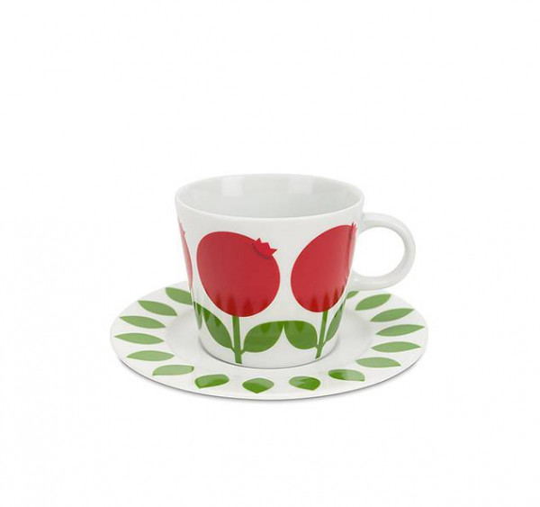 Floryd Kaffe Tasse mit Unterteller Preiselbeere