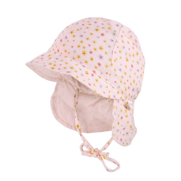 Sonnenhut rosa Blümchen mit Nackenschutz UV30