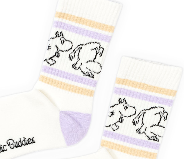Nordic Buddies Snorkfräulein Retro Tennis Socken Gr. 36-42 lila beige gestreift
