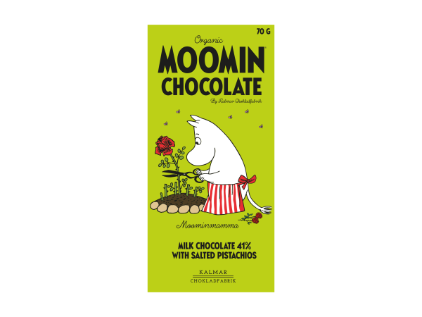 Mumin-Schokolade Muminmama - Vollmilchschokolade mit Pistazie & Salz 70g - bio