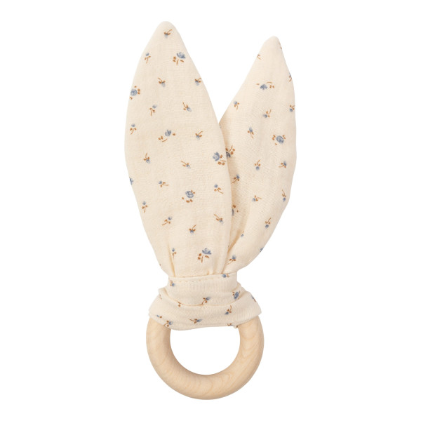 Beißring mit Knisterohren Blue Flowers - organic