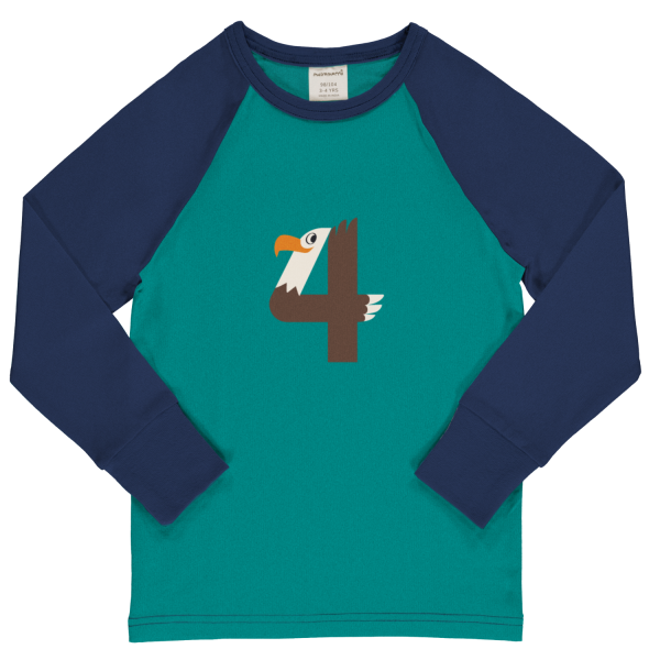 Langarmshirt 'Geburtstag 4 Türkis' - Maxomorra