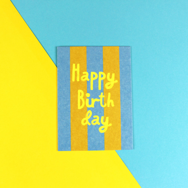 Ava & Yves Postkarte Happy Birthday blau