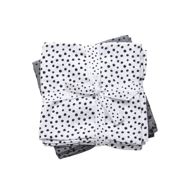 Done by Deer Spucktücher 2-pack Happy dots grau/weiß