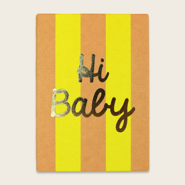 Ava & Yves Postkarte Hi Baby lachs gelb mit Goldeffekt