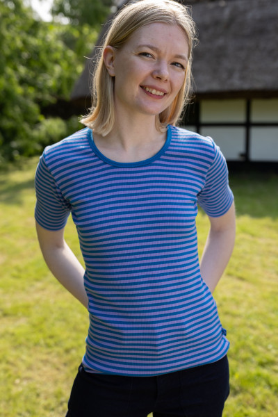 T-Shirt Danerolemodel Ribbing Lilac/Blue