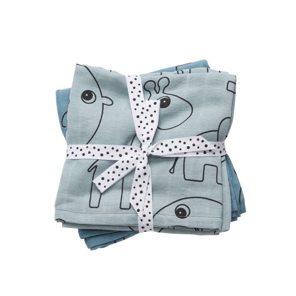 Done by Deer Spucktücher 2-pack blau/dunkelblau
