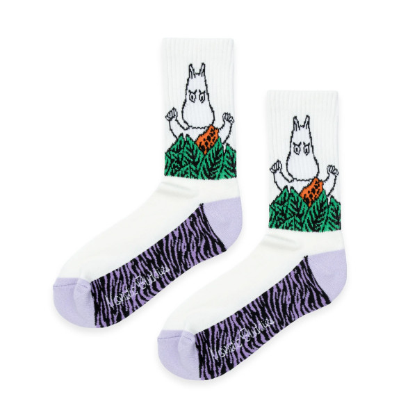 Socken Retro 'Mumin Jungle' lila/weiß Gr. 36-42