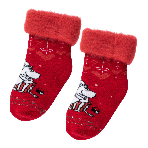 Socken fluffy Mumin 'Winterheart Red' - Kids