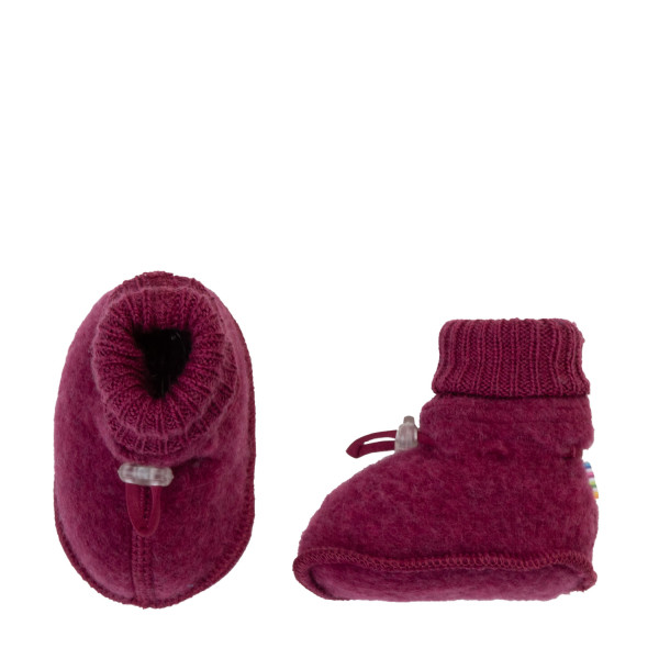 Babyschuhe Wollfleece Weinrot Melange