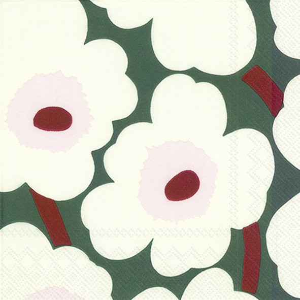 Marimekko Servietten Unikko Dark Green/Off White