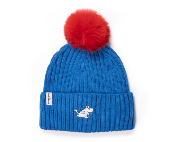 Nordic Buddies Mumin blau Wintermütze mit Bommel in rot