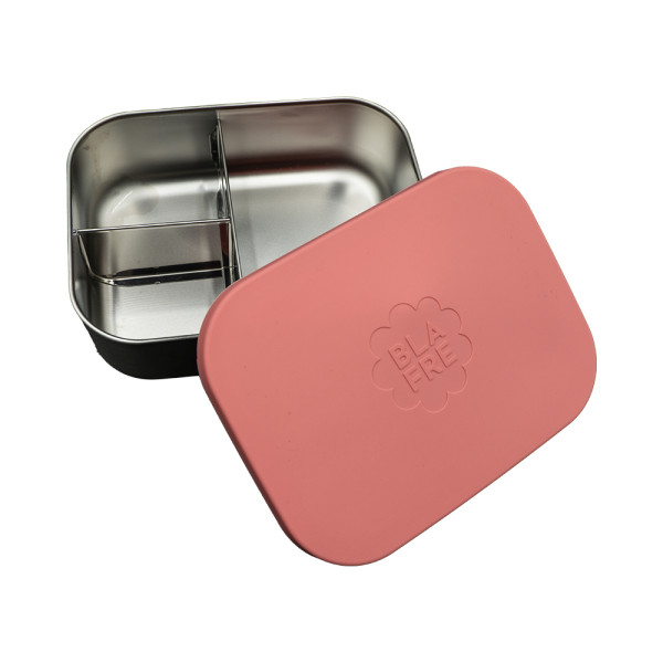 Brotdose Edelstahl 3 Fächer rosa - Blafre