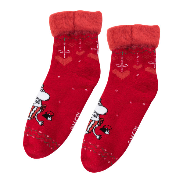 Socken fluffy Mumin 'Winterheart Red' - Adult