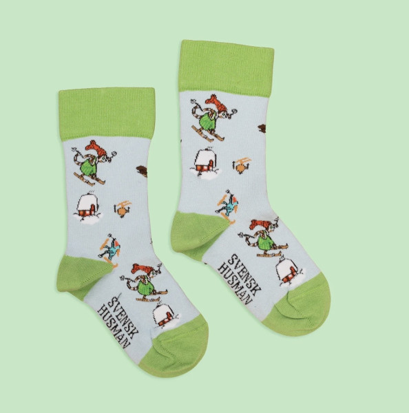 Svensk Husman Findus - fährt Ski - Kindersocken