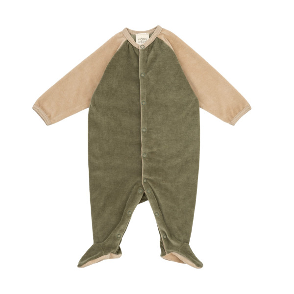 Strampler 'Velour Green/Beige'- organic
