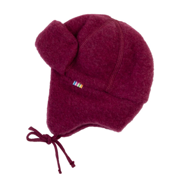 Babymütze Wollfleece Weinrot Melange