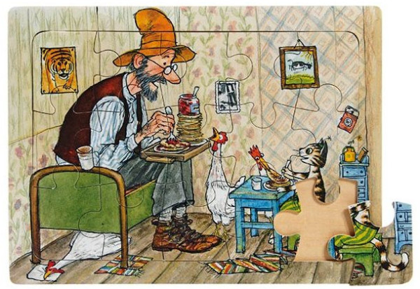 Holzpuzzle Pettersson und Findus