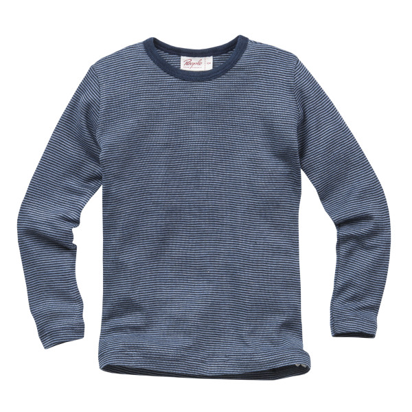 People Wear Organic Langarmshirt Wolle-Seide blau geringelt
