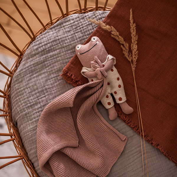 Ava & Yves Kuscheltuch groß mit Frosch pink