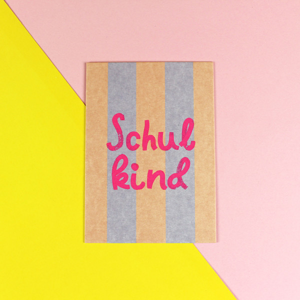 Ava & Yves Postkarte Schulkind hellblau