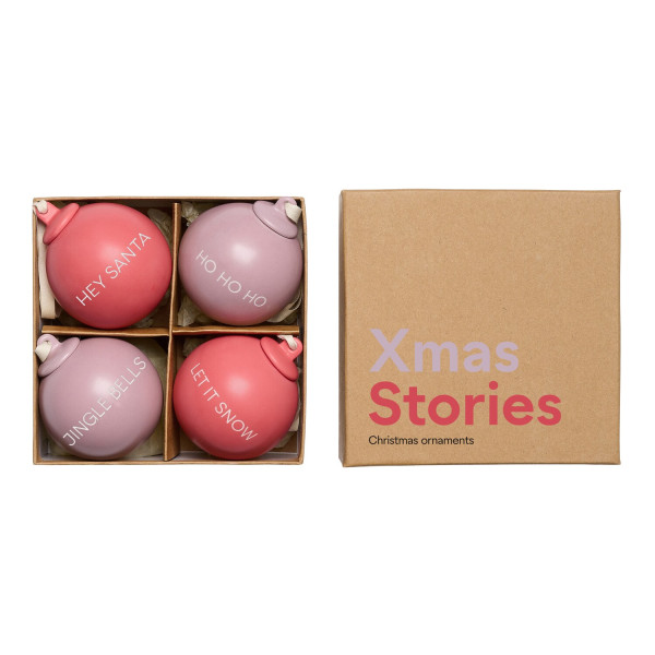 Design Letters Weihnachtskugeln Xmas Stories rosa (4 Stück 40 mm)