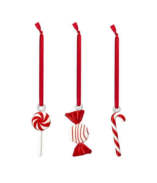 Weihnachtsdekoration 'Candy' rot - 3er Set