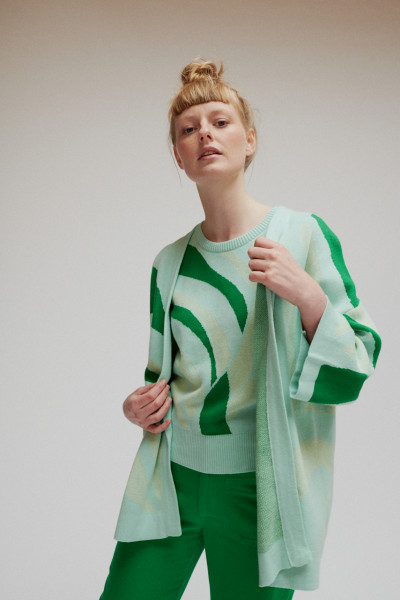 Lily Balou Kimono Strickjacke Waves Green