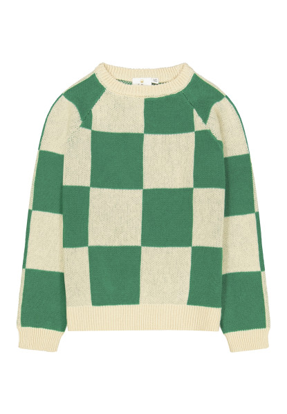 The New Strick Pullover Schach grün