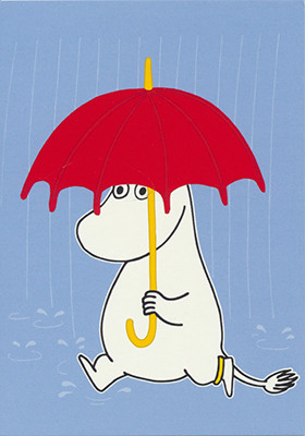 Postkarte Mumin im Regen