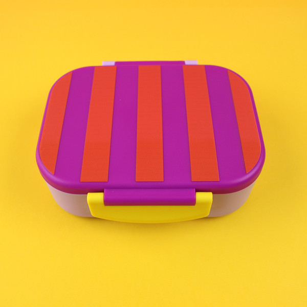 Ava & Yves Lunchbox mit Unterteilung gestreift rot lila