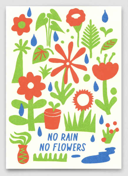 Postkarte No rain no flowers - Deli Cards