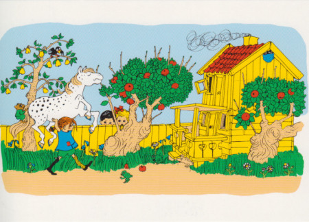 Postkarte Pippi Langstrumpf Villa Kunterbunt