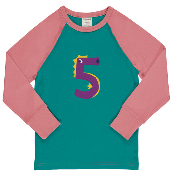 Langarmshirt 'Geburtstag 5 Türkis' - Maxomorra