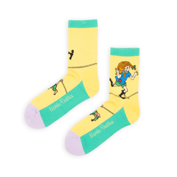 Socken Retro Pippi Langstrumpf 'Seiltänzerin' gelb