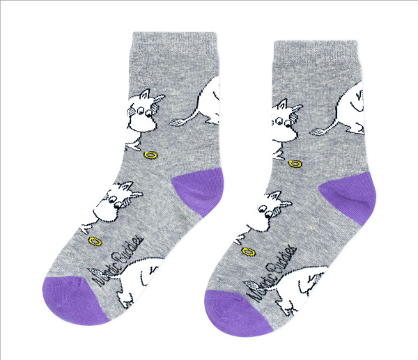 Nordic Buddies Mumin grau mit lila Ferse Socken Gr. 36-42