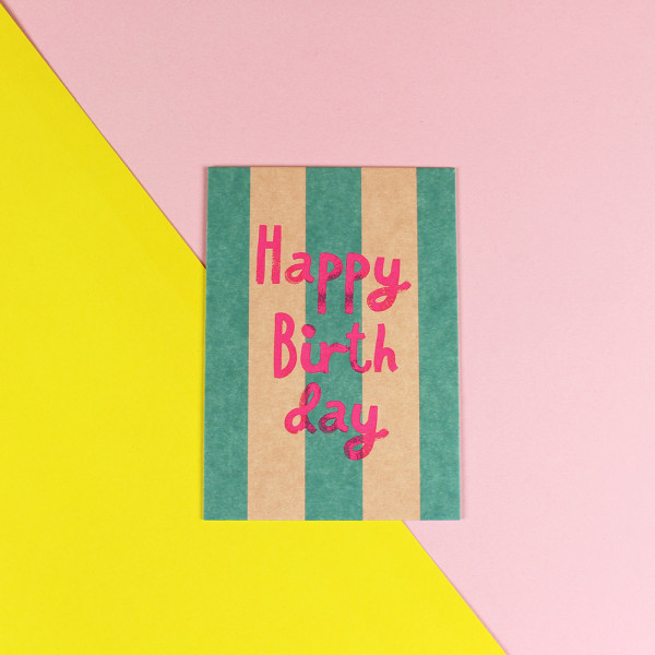 Ava & Yves Postkarte Happy Birthday pink