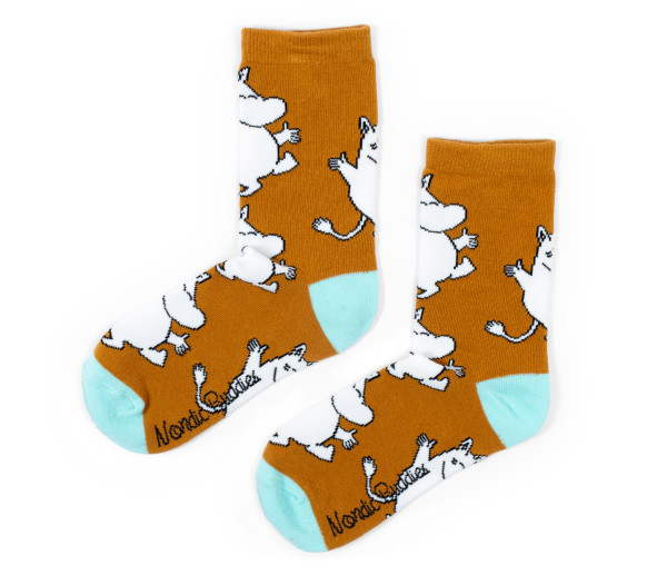 Nordic Buddies Mumin braun mit hellblaue Ferse Socken Gr. 36-42