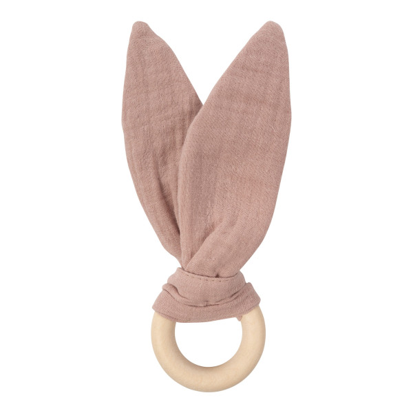 Beißring mit Knisterohren Sand Pink - organic