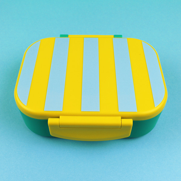 Ava & Yves Lunchbox mit Unterteilung gestreift gelb blau