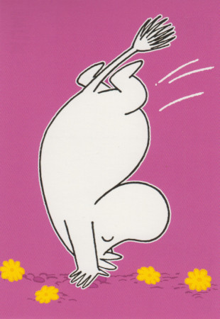 Postkarte Mumin Kopfstand