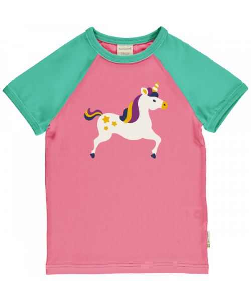 Maxomorra T-Shirt Kurzarm Raglan Unicorn