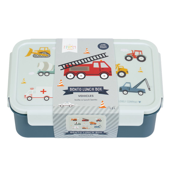 A Little Lovely Company Lunchbox mit Unterteilung Fahrzeuge