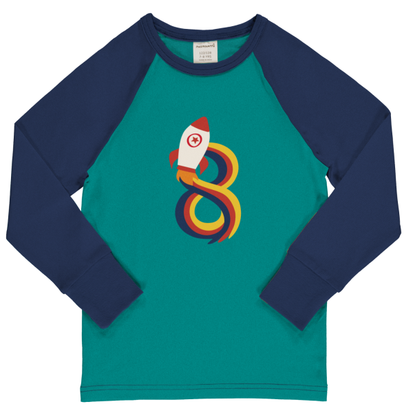 Langarmshirt 'Geburtstag 8 Türkis' - Maxomorra