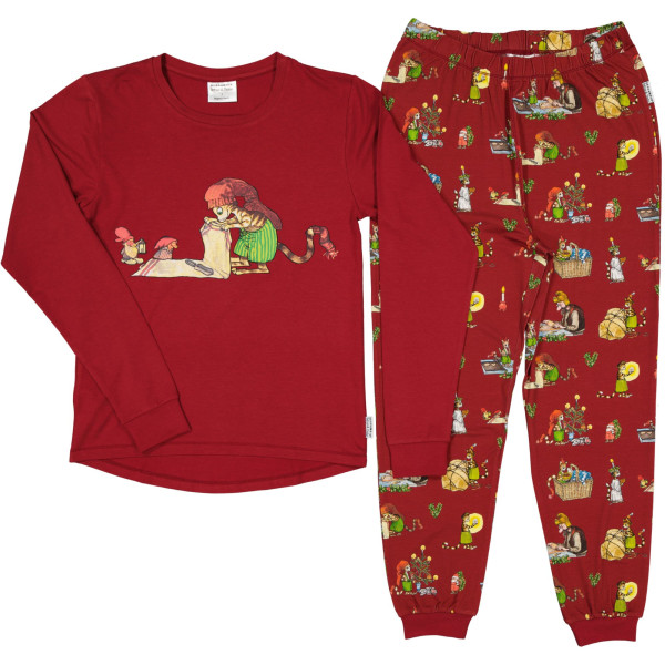 Schlafanzug Pettersson & Findus Weihnachten rot - Erwachsene