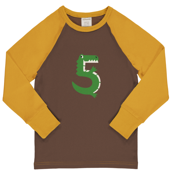 Langarmshirt 'Geburtstag 5 Braun' - Maxomorra