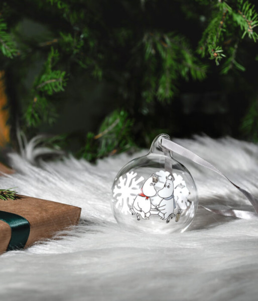 Weihnachtskugel Mumin & Snorkfräulein Schneeflocke