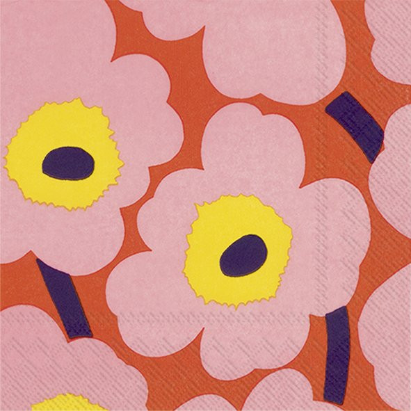 Marimekko Servietten Unikko Mohnblume Rose Orange